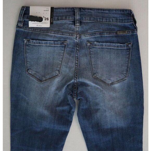 KanCan Los Angeles Women Sz 5/26 Blue Distressed Mid Rise Super Skinny Jeans $65 - Picture 4 of 8